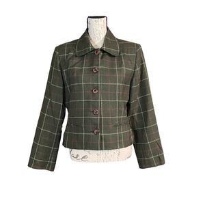 Twee For Petes Sake Women Size 8 Green Window Pane Quiet Money Vintage Blazer